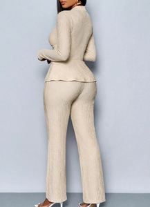 Vente en gros de costumes pour femmes en deux pièces, couleur unie, manches longues, pantalon, mode - Product Image 5