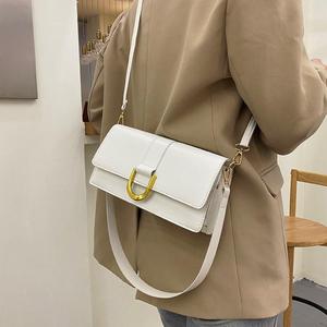 Sac en feutre rétro style coréen pour femme, collection Hiver 2023, tendance urbaine, moyen, avec fermeture éclair et bouton, bandoulière simple, pour usage quotidien - Product Image 2