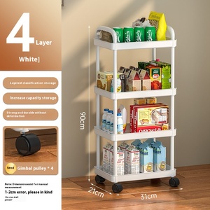 Support de rangement roulant empilable à 3 niveaux Chariot utilitaire de cuisine du sol au plafond Support de rangement roulant à plusieurs étages avec roues - Product Image 4