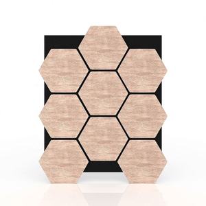 Panneaux acoustiques hexagonaux 3D en placage de bois MDF + fibre de polyester, isolation phonique, ignifuge, écologique, pour hôtel - Product Image 3