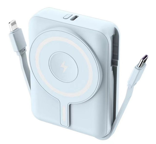 Super Mini PD22.5W Fast Charging 10000mah Power Bank 15W Wireless Charger Ultra Slim High Capacity ABS 4 Cable Built-In Stand