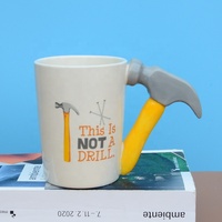 Support Cute Hardware Handle Tasse de fête des pères, tasses à café peintes à la main pour cadeau de fête des pères
