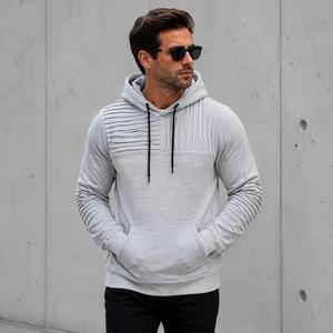 Sudadera con Capucha para Hombre, Color Gris Jaspeado, Texturizada, con Detalle Plegado, Corte Regular, Colección Otoño, Moda Urbana Digital - Product Image 2