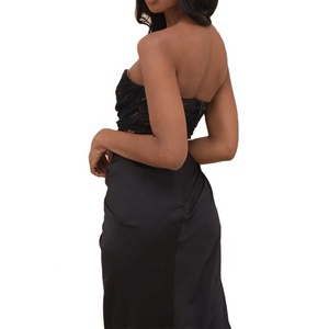Robe de soirée moulante à manches longues, Corset Sexy de couleur noire avec épaules dénudées, plumes, personnalisée, nouvelle collection - Product Image 3