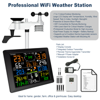 Station météo WiFi professionnelle 7-en-1 avec capteur intérieur/extérieur, affichage LCD sans fil de la vitesse du vent, de la pluie et des UV, portée de 100 m, C/F