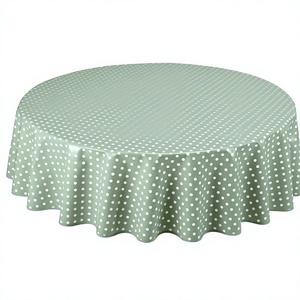 <span class=keywords><strong>Nappe</strong></span> <span class=keywords><strong>ronde</strong></span> simple en PVC enduit Haushead Home Direct, 160 cm, vert sauge à pois - Product Image 2