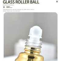 Flacons roll-on en verre de 15 ml, style arabe, motif doré de luxe, vides, pour parfum et huiles essentielles, finition mate avec sérigraphie givrée