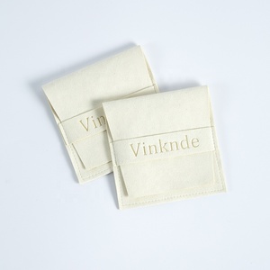 Custom Logo Printed Luxury Microfiber Necklace Jewelry Bag Small <b>White</b> <b>Envelope</b> Flap Package Pouch - Product Image 1