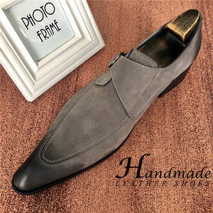 Chaussures en cuir haut de gamme pour hommes, pour tenue de cérémonie, en cuir de vachette de première qualité, à bout pointu et dessus relevé - Product Image 1