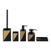 <strong>Luxury</strong> Square Shape Wood Part Empty Lotion Bottles Soap Dispenser and Soap Dish White Black Polyresin <strong>Bathroom</strong> <strong>Sets</strong> Bath Kits