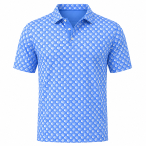 Camiseta de Polo de Golf con Estampado de Puntos Azules Personalizada, para Hombre, de Alto Rendimiento, Secado Rápido, Elástica, Absorbente de Humedad, Fabricante de Marca Privada OEM ODM - Product Image 5