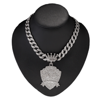 PD3007 Bouclier Couronne Pendentifs Vintage Chaîne Cubaine Colliers Pingentes de coroa de escudo com colares de corrente cubana