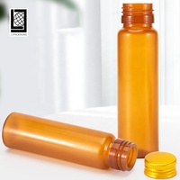Flacon vide rond en ambre pour sirop contre la toux, flacon de médicament liquide de 50 ml en plastique PP avec bouchon à vis en aluminium