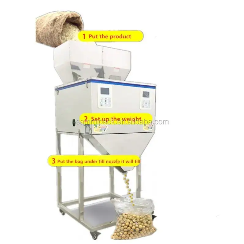 Halbautomatische Kaffeebohnen-/Bohnernut-/Cashew-Granulat-Wagenmaschine vertikale Beutelfüller mit doppeltem Kopf