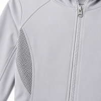 Veste de yoga pour femme UPF50+ coupe ajustée, protection solaire, à capuche, fermeture éclair intégrale, poignets avec trous pour les pouces, empiècements en mesh