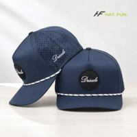 Casquette de baseball personnalisée en gros à 5 ou 6 panneaux, en nylon, avec logo brodé, perforations laser, légère, pour sports de plein air
