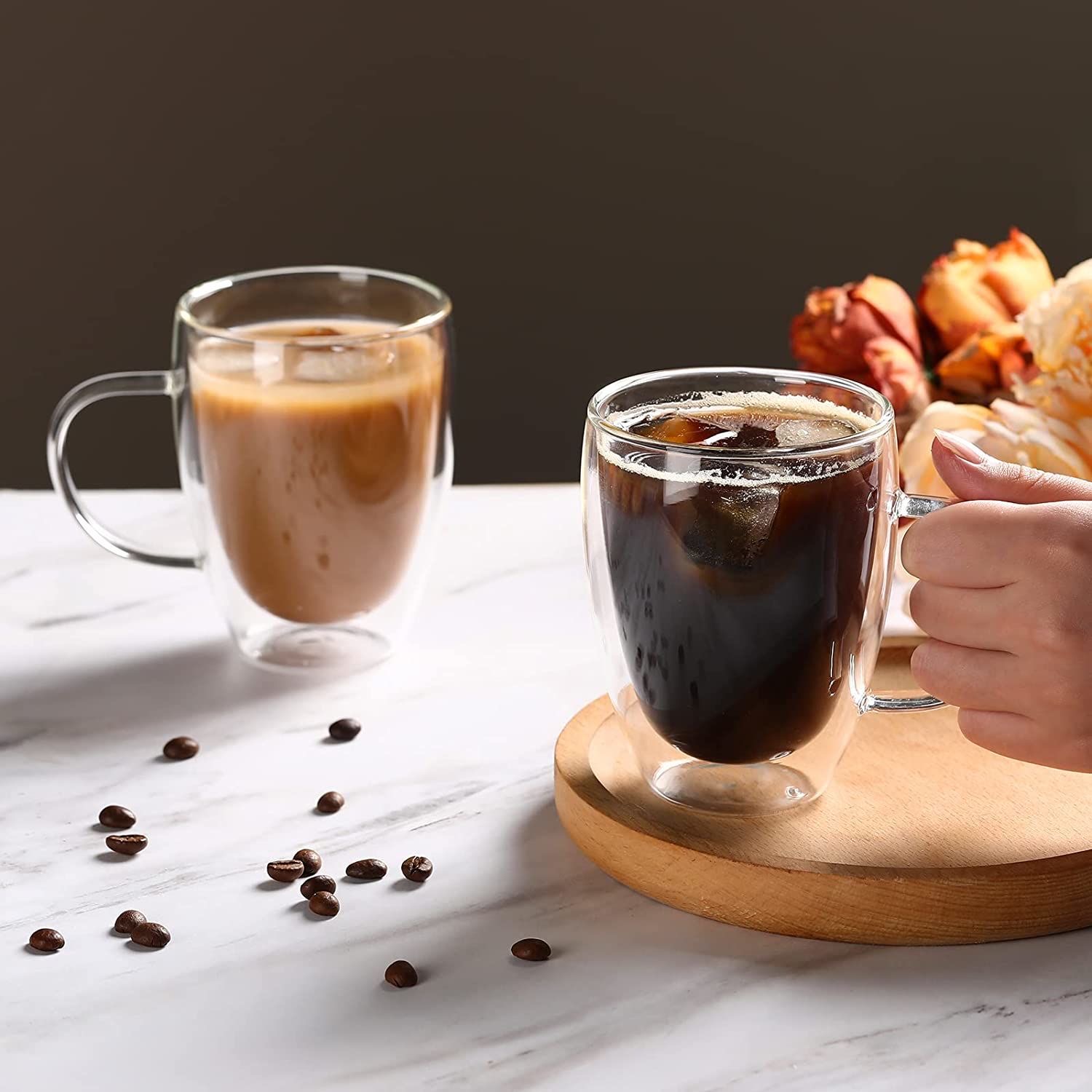 Comfortable drinking Smooth incision Borosilicate Insulated Double Wall cup