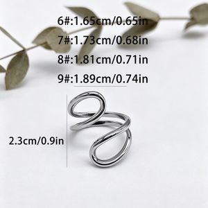 yunnique European Fashion <b>Titanium</b> Steel Open Teardrop <b>Ring</b> Gold Plated Minimalist Unisex Jewelry Gift - Product Image 3