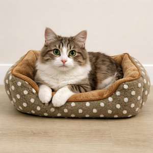 Cuccia per animali Yommy in peluche con design a pois, base antiscivolo imbottita, 3 misure per cani e gatti - Product Image 3