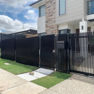 <span class=keywords><strong>Portail</strong></span> en aluminium de type australien moderne, sur mesure, simple, en tube métallique, avec lames verticales polies, pour espaces privés - Product Image 5