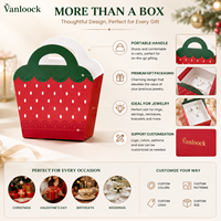 Boîte cadeau en papier personnalisée en forme de fraise, sacs d'emballage créatifs avec poignée pour bonbons, biscuits, cadeaux de fête