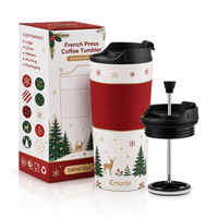 Mug de voyage isotherme à double paroi en acier inoxydable 350 ml 450 ml, type French Press, portable pour le camping