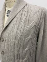 Cardigan en maille torsadée pour homme en mélange de coton, anti-rides, personnalisé BSCI/WRAP, fermeture à bouton unique, logo frontal, idéal pour l'hiver