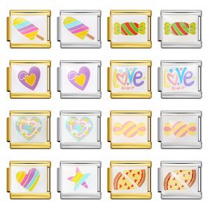 Venta al por mayor de acero inoxidable de diseño único pulsera encanto nominado nuevo caramelo estilo italiano Modular 9mm encanto pulsera - Product Image 5