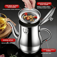 Bouteille de stockage d'huile de cuisine en acier inoxydable épaissi KZR, anti-fuite, avec bec verseur, pot à vin et bouteille à assaisonnements