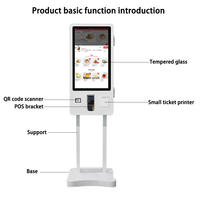 Kiosque LCD 2026 15.6 21 24 27 32 pouces, meilleures ventes, livraison rapide, reconnaissance faciale, paiement, commande multi-touch, scanner de codes-barres