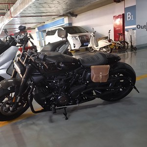 Sacs latéraux pour <span class=keywords><strong>Sportster</strong></span> S en cuir véritable, sacs de bordure rétro, accessoires moto, sacs de voyage noirs pour motard, Chine - Product Image 2