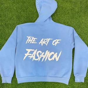 Custom Heavyweight 100% Cotton Printed Logo Pullover Oversized No Strings Hoodie Custom Acid Wash Vintage Hoodie para hombres - Product Image 3