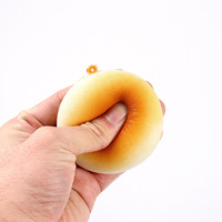 Jouet Squishy en PU à Remontée Lente, Modèle de Pain Doré à la Vapeur, Jouet Anti-Stress à Presser, Porte-clés