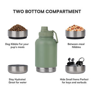 Comedouro para Animais de Estimação 1L Sport 2, Alimentador Removível 3 em 1, Garrafa de Água Portátil em Aço Inoxidável com Tigela Destacável para Animais - Product Image 4