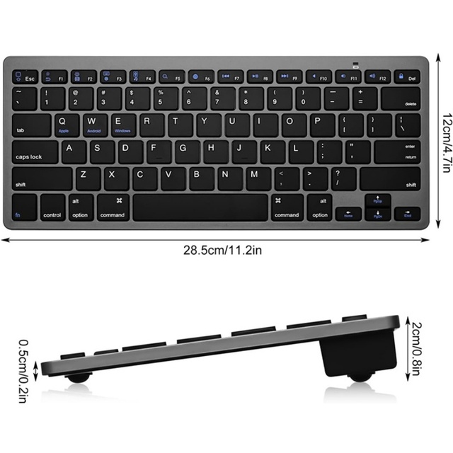Wireless Bt Keyboard Ultra Thin Quiet Click Keyboard for Smartphone PC Laptop Tablet