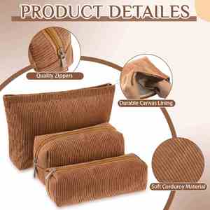 Large Capacity Corduroy <b>Pouch</b> Zipper Travel Toiletry Purse <b>Make</b> <b>up</b> Organizer Case Accessories - Product Image 5