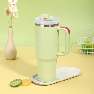 Mug de voyage H2.0 avec poignée, 40 oz, double paroi isolée, couvercle, paille, antidérapant, personnalisable ODM - Product Image 1