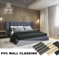 MUMU 4D Design de plafond intérieur 3D panneau de construction en bois de pin PVC panneau mural en bois de pin pour Hall d'hôtel