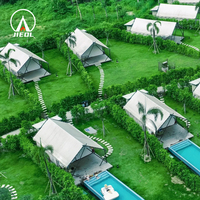 Carpa Safari de PVC Doble de Lujo para Glamping Familiar, Móvil, para las Cuatro Estaciones, Ignífuga, Ecológica, Personalizable, con Dormitorio y Sala de Estar para Exteriores