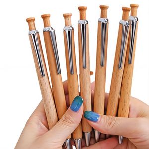 Stylo promotionnel en bambou écologique de haute qualité à faible MOQ avec logo gravé au laser personnalisé, encre noire, largeur d'écriture 1,0 mm - Product Image 1