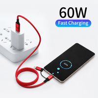 Câble de charge rapide magnétique tressé 4-en-1 à enroulement automatique, 3FT 60W USB-A vers Type-C, personnalisable avec logo, cadeau d'entreprise, vente chaude