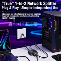 Splitter Jaringan Gigabit 1000Mbps RJ45 Merek OEM Cetakan Pribadi Kabel Ethernet Paduan Aluminium PC dengan Driver Plug and Play