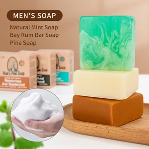 Special Gifts For Men's Organic Vegan Bar Face Soap Acne And Whitening Pine Tar Bay Rum Mint Handmade Soap Bar