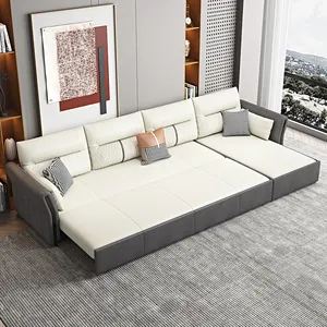 आधुनिक इंटीरियर फर्नीचर मॉड्यूलर कोने सोफे एल आकार दराज प्रकार चमड़े के सोफे बिस्तर