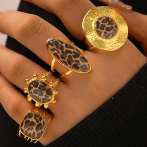 <b>Leopard</b> <b>Print</b> Ring Women 18K Gold Plated Open Ring Titanium Steel Jewelry Animal Pattern Fashion <b>Accessory</b> - Product Image 3
