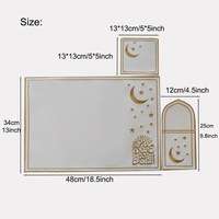 Set de napperons brodés islamiques Ramadan imperméable et anti-taches, broderie dorée, coton écologique, poches à couverts