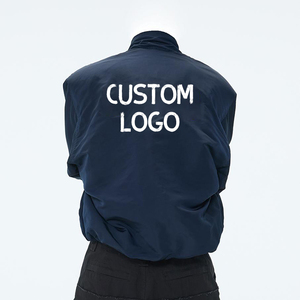 Blouson Bomber Homme Oversize à Col Montant Zippé, Coupe Ample, Coupe-Vent, Style Streetwear, Bleu Marine, Vêtement d'extérieur, Prise en charge du Logo Personnalisé, Vente en Gros - Product Image 2