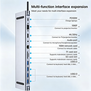 Hub Multi-interfaz USB3.0 <span class=keywords><strong>de</strong></span> Aleación <span class=keywords><strong>de</strong></span> Aluminio, Extensor <span class=keywords><strong>de</strong></span> Puerto <span class=keywords><strong>de</strong></span> Red, <span class=keywords><strong>Estación</strong></span> <span class=keywords><strong>de</strong></span> Acoplamiento <span class=keywords><strong>de</strong></span> <span class=keywords><strong>Audio</strong></span>, PD100W para Computadora Portátil y <span class=keywords><strong>de</strong></span> Escritorio - Product Image 5