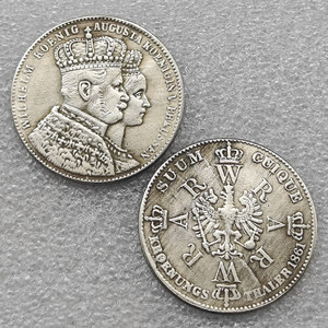 Monedas conmemorativas de estilo antiguo del Thaler de coronación de Prusia, Alemania, 1861, regalos, decoración del hogar - Product Image 1