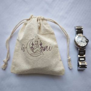 Custom Logo Printed Cotton Linen Cosmetic <b>Drawstring</b> <b>Bag</b> Organic Muslin <b>Makeup</b> Skincare Gift Cotton Pouch Tea/Spice Packaging - Product Image 1